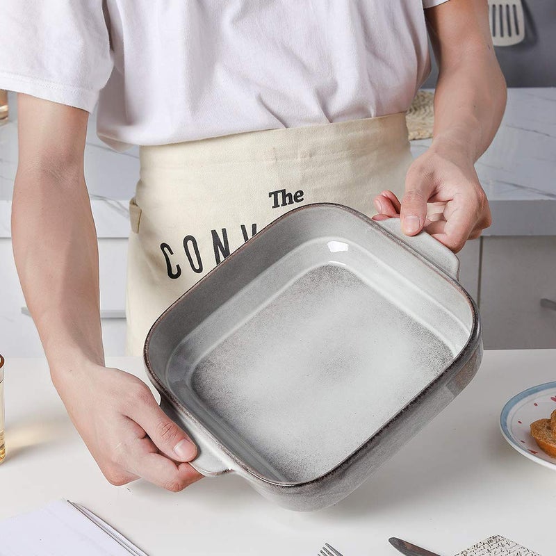 KOOV Ceramic Bakeware, 8x8 Baking Dish, Square Baking Pan, Ceramic Baking Dish, Brownie Pans for Cake Dinner, Kitchen, Reactive Glaze (Variable Grey) - Image 4